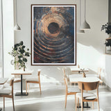 77401573-MGC-FP-24x36_Walnut-Textured Spiral Wall Art Canvas Print, Framed Abstract Void Art Picture Print, Wooden Vortex Perfect Modern Industrial Decor