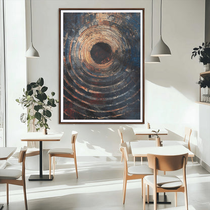 77401573-MGC-FP-24x36_Walnut-Textured Spiral Wall Art Canvas Print, Framed Abstract Void Art Picture Print, Wooden Vortex Perfect Modern Industrial Decor