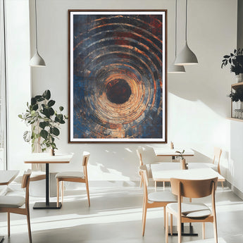 95449028-MGC-FP-24x36_Walnut-Textured Spiral Wall Art Canvas Print, Framed Abstract Void Art Picture Print, Wooden Vortex Perfect Modern Industrial Decor