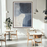 62566633-MGC-FP-24x36_Walnut-Navy Abstract Wall Art Canvas Print, Framed Minimal Lineart Art Picture Print, Abstract Shapes Perfect Minimalist Abstract Decor