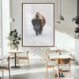 11394883-MGC-FP-24x36_Walnut-Winter Bison Wall Art Canvas Print, Framed Rustic Wildlife Art Picture Print, Bold Animal Art Perfect Rustic Lodge Decor Artwork