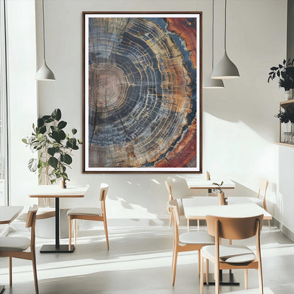 92693966-MGC-FP-24x36_Walnut-Timber Cut Close-Up Wall Art Canvas Print, Framed Rustic Wood Canvas Art Picture Print, Natural Texture Decor Perfect Modern Lodge