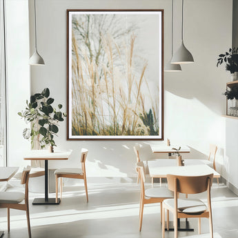 17571705-MGC-FP-24x36_Walnut-Pampas Grass Wall Art Canvas Print, Framed Neutral Tones Art Picture Print, Minimalist Nature Perfect Boho Minimalist Decor