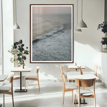 88999168-MGC-FP-24x36_Walnut-Ocean Waves Wall Art Canvas Print, Framed Coastal Serenity Art Picture Print, Relaxing Ocean Perfect Modern Coastal Decor Artwork