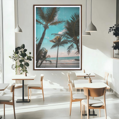 49451039-MGC-FP-24x36_Walnut-Palm Trees Wall Art Canvas Print, Framed Tropical Beach Art Picture Print, Ocean Breeze Perfect Tropical Coastal Decor Artwork