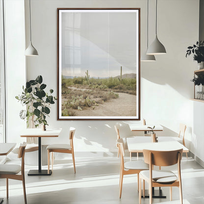 55042528-MGC-FP-24x36_Walnut-Minimalist Landscape Wall Art Canvas Print, Framed Rustic Boho Canvas Art Picture Print, Earthy Tones Art Perfect Southwestern