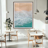 91434062-MGC-FP-24x36_Walnut-Beach Aerial Wall Art Canvas Print, Framed Soft Waves Art Picture Print, Ocean Tranquility Perfect Coastal Minimalist Decor