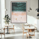 44468317-MGC-FP-24x36_Walnut-Tropical Relaxation Wall Art Canvas Print, Framed Coastal Vibes Art Picture Print, Ocean Aesthetic Perfect Coastal Minimalist