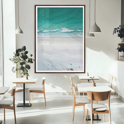 26150405-MGC-FP-24x36_Walnut-Soft Waves Wall Art Canvas Print, Framed Seaside Escape Art Picture Print, Minimalist Beach Aesthetic Perfect Coastal Minimalist