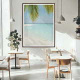 90359351-MGC-FP-24x36_Walnut-Azure Water Wall Art Canvas Print, Framed Tranquil Island Escape Art Picture Print, Clear Blue Ocean Perfect Coastal Minimalist