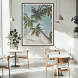 80452931-MGC-FP-24x36_Walnut-Tropical Palm Trees Wall Art Canvas Print, Framed Coastal Nature Art Picture Print, Relaxing Summer Vibes Perfect Boho Coastal