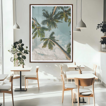 80452931-MGC-FP-24x36_Walnut-Tropical Palm Trees Wall Art Canvas Print, Framed Coastal Nature Art Picture Print, Relaxing Summer Vibes Perfect Boho Coastal