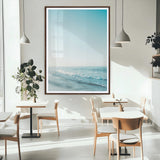20189712-MGC-FP-24x36_Walnut-Minimalist Ocean Wall Art Canvas Print, Framed Calm Seascape Art Picture Print, Soft Blue Tones Perfect Coastal Minimalist Decor