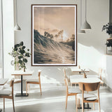 80487302-MGC-FP-24x36_Walnut-Coastal Sunset Wall Art – Golden Ocean Wave and Palm Trees Canvas Print, Tropical Photography Decor for Bedroom, Living Room,