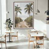 53859552-MGC-FP-24x36_Walnut-Tropical Beach Wall Art – Palm Tree Pathway Canvas Print, Coastal Paradise Photography Decor for Living Room, Bedroom, Office,
