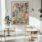 58689-MGC-FP-24x36_Walnut-Basquiat Style Wall Art Canvas Print, Framed Neo Expressionism Art Picture Print, Street Art Perfect Urban Contemporary Decor