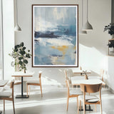 80358-MGC-FP-24x36_Walnut-Abstract Seascape Wall Art Canvas Print, Framed Coastal Horizon Art Picture Print, Textured Ocean Perfect Minimal Coastal Decor