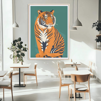 73620-MGC-FP-24x36_Natural-Tiger Wall Art – Bold Wildlife Canvas Print of Majestic Jungle Cat, Modern Animal Home Decor for Bedroom, Office, Living Room or
