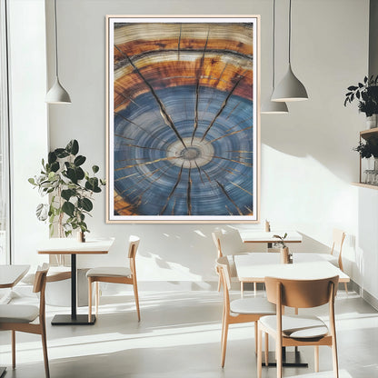58959380-MGC-FP-24x36_Natural-Tree Rings Wall Art Canvas Print, Framed Wood Texture Art Picture Print, Blue Grain Perfect Rustic Modern Decor Artwork