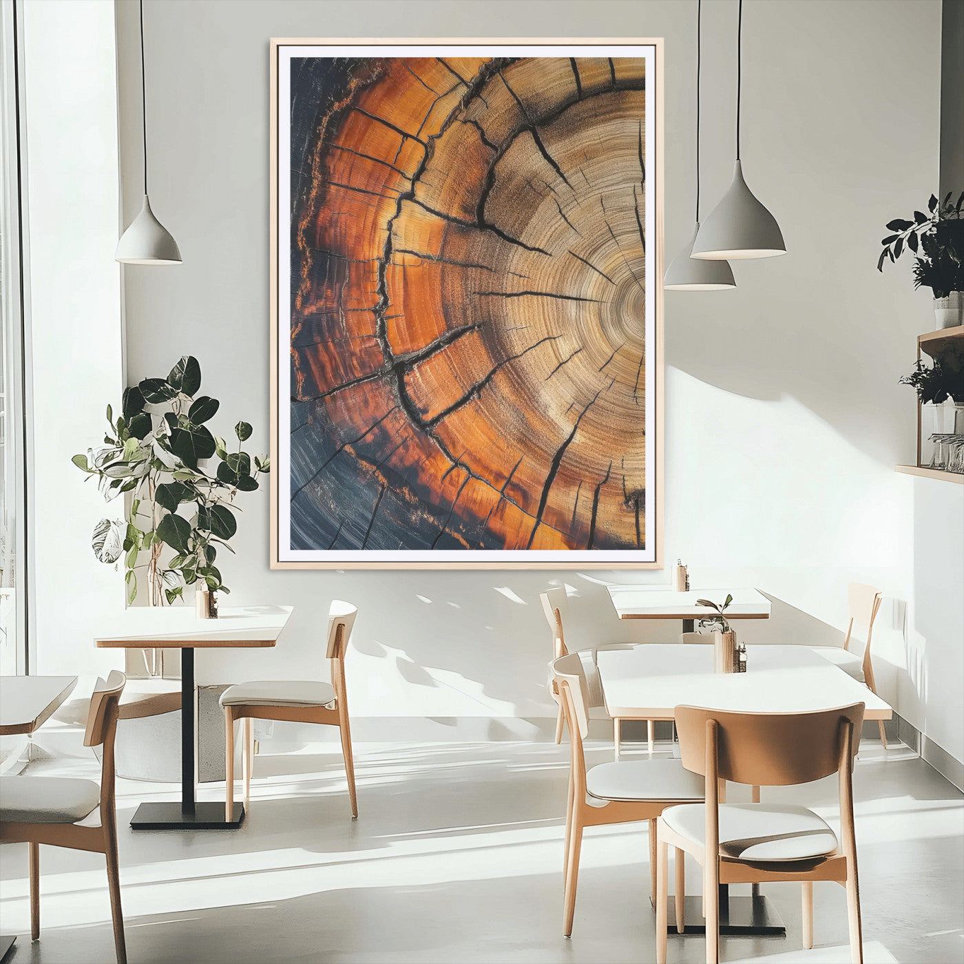 33751185-MGC-FP-24x36_Natural-Tree Rings Wall Art Canvas Print, Framed Wood Detail Art Picture Print, Rustic Texture Perfect Rustic Warm Decor Artwork