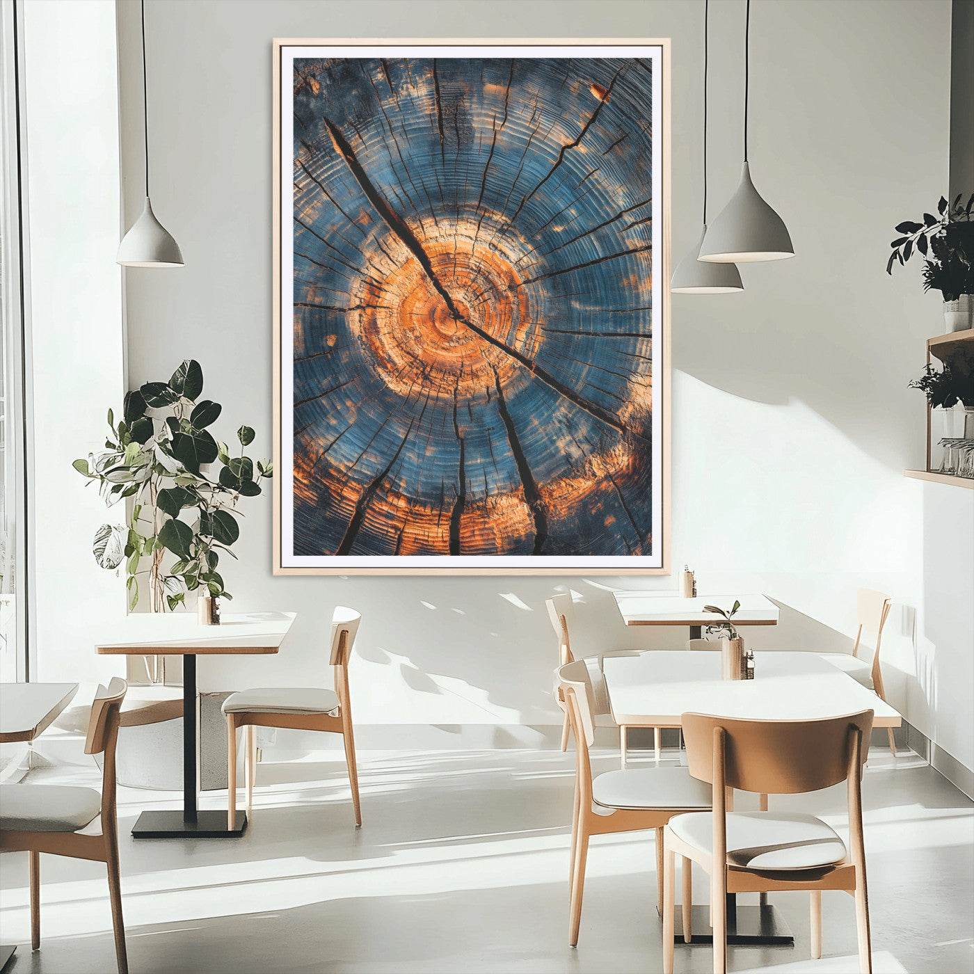 44185164-MGC-FP-24x36_Natural-Tree Rings Wall Art Canvas Print, Framed Rustic Texture Art Picture Print, Wood Grain Perfect Rustic Industrial Decor Artwork