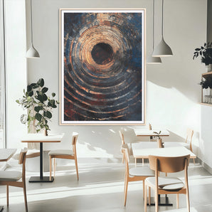77401573-MGC-FP-24x36_Natural-Textured Spiral Wall Art Canvas Print, Framed Abstract Void Art Picture Print, Wooden Vortex Perfect Modern Industrial Decor