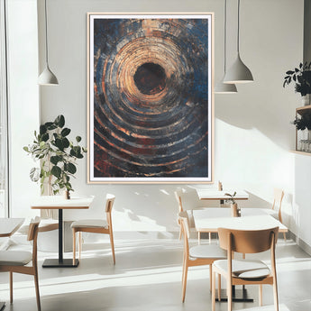 77401573-MGC-FP-24x36_Natural-Textured Spiral Wall Art Canvas Print, Framed Abstract Void Art Picture Print, Wooden Vortex Perfect Modern Industrial Decor