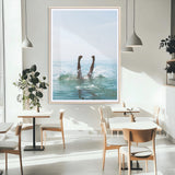 14351555-MGC-FP-24x36_Natural-Ocean Splash Wall Art Canvas Print, Framed Playful Beach Art Picture Print, Coastal Summer Perfect Coastal Contemporary Decor