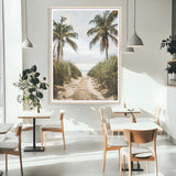 47319550-MGC-FP-24x36_Natural-Tropical Beach Wall Art Canvas Print, Framed Rustic Sand Art Picture Print, Palm Tree Perfect Tropical Coastal Decor Artwork