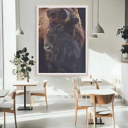 56758157-MGC-FP-24x36_Natural-Bison Portrait Wall Art Canvas Print, Framed Rustic Wall Accent Art Picture Print, Lodge Style Perfect Rustic Lodge Decor Artwork