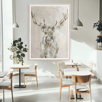 79642067-MGC-FP-24x36_Natural-Abstract Deer Wall Art Canvas Print, Framed Lodge Style Decor Art Picture Print, Rustic Animal Wall Perfect Lodge Cabin Style