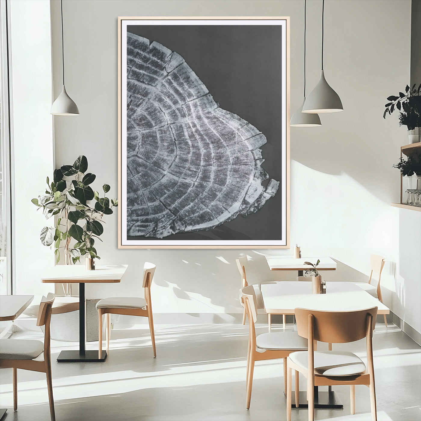 34094020-MGC-FP-24x36_Natural-Tree Ring Canvas Wall Art Canvas Print, Framed Modern Rustic Decor Art Picture Print, Botanical Tree Ring Perfect Modern Rustic