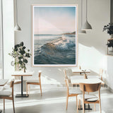 65283502-MGC-FP-24x36_Natural-Ocean Waves Wall Art Canvas Print, Framed Coastal Serenity Art Picture Print, Golden Hour Perfect Modern Coastal Decor Artwork