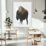 76778120-MGC-FP-24x36_Natural-Bison Photography Wall Art Canvas Print, Framed Western Wildlife Art Picture Print, Buffalo On Snow Perfect Western Rustic Decor