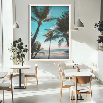 49451039-MGC-FP-24x36_Natural-Palm Trees Wall Art Canvas Print, Framed Tropical Beach Art Picture Print, Ocean Breeze Perfect Tropical Coastal Decor Artwork