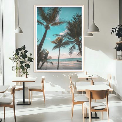 49451039-MGC-FP-24x36_Natural-Palm Trees Wall Art Canvas Print, Framed Tropical Beach Art Picture Print, Ocean Breeze Perfect Tropical Coastal Decor Artwork