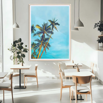 62885569-MGC-FP-24x36_Natural-Palm Trees Wall Art Canvas Print, Framed Tropical Vibes Art Picture Print, Blue Sky Perfect Coastal Boho Decor Artwork