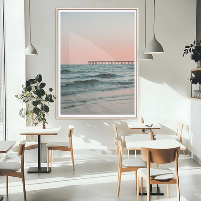 89450227-MGC-FP-24x36_Natural-Minimalist Seascape Wall Art Canvas Print, Framed Soft Pastel Sunset Art Picture Print, Tranquil Ocean Perfect Minimalist Coastal