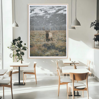 80105083-MGC-FP-24x36_Natural-Wild Elk Wall Art Canvas Print, Framed Mountain Wilderness Art Picture Print, Majestic Animal Perfect Rustic Lodge Decor Artwork