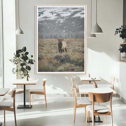 80105083-MGC-FP-24x36_Natural-Wild Elk Wall Art Canvas Print, Framed Mountain Wilderness Art Picture Print, Majestic Animal Perfect Rustic Lodge Decor Artwork