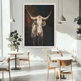 11823-MGC-FP-24x36_Natural-Texas Longhorn Wall Art Canvas Print, Framed Western Bull Art Picture Print, Rustic Cow Perfect Rustic Western Decor Artwork