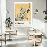 11004-MGC-FP-24x36_White-Hokusai Hydrangea Wall Art – Japanese Floral Canvas Print with Swallow Bird, Classic Ukiyo-e Nature Decor for Bedroom, Office or