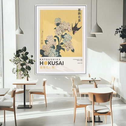 11004-MGC-FP-24x36_White-Hokusai Hydrangea Wall Art – Japanese Floral Canvas Print with Swallow Bird, Classic Ukiyo-e Nature Decor for Bedroom, Office or