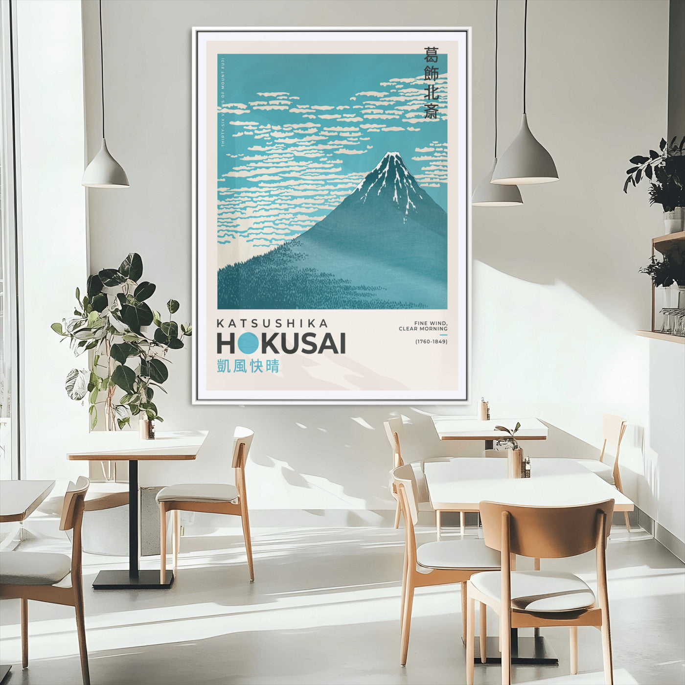 21454-MGC-FP-24x36_White-Hokusai Mount Fuji Wall Art – Fine Wind Clear Morning Japanese Canvas Print, Classic Ukiyo e Mountain Decor for Home, Office or