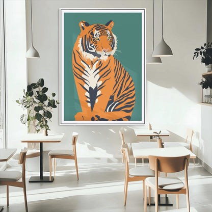 73620-MGC-FP-24x36_White-Tiger Wall Art – Bold Wildlife Canvas Print of Majestic Jungle Cat, Modern Animal Home Decor for Bedroom, Office, Living Room or