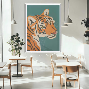 94447-MGC-FP-24x36_White-Tiger Portrait Wall Art – Bold Wildlife Canvas Print of Fierce Jungle Cat Face, Modern Animal Home Decor for Living Room, Office