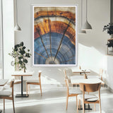 47703729-MGC-FP-24x36_White-Tree Rings Wall Art Canvas Print, Framed Wood Texture Art Picture Print, Blue Grain Perfect Rustic Modern Decor Artwork