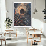 77401573-MGC-FP-24x36_White-Textured Spiral Wall Art Canvas Print, Framed Abstract Void Art Picture Print, Wooden Vortex Perfect Modern Industrial Decor