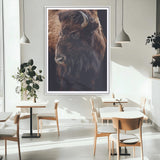 56758157-MGC-FP-24x36_White-Bison Portrait Wall Art Canvas Print, Framed Rustic Wall Accent Art Picture Print, Lodge Style Perfect Rustic Lodge Decor Artwork