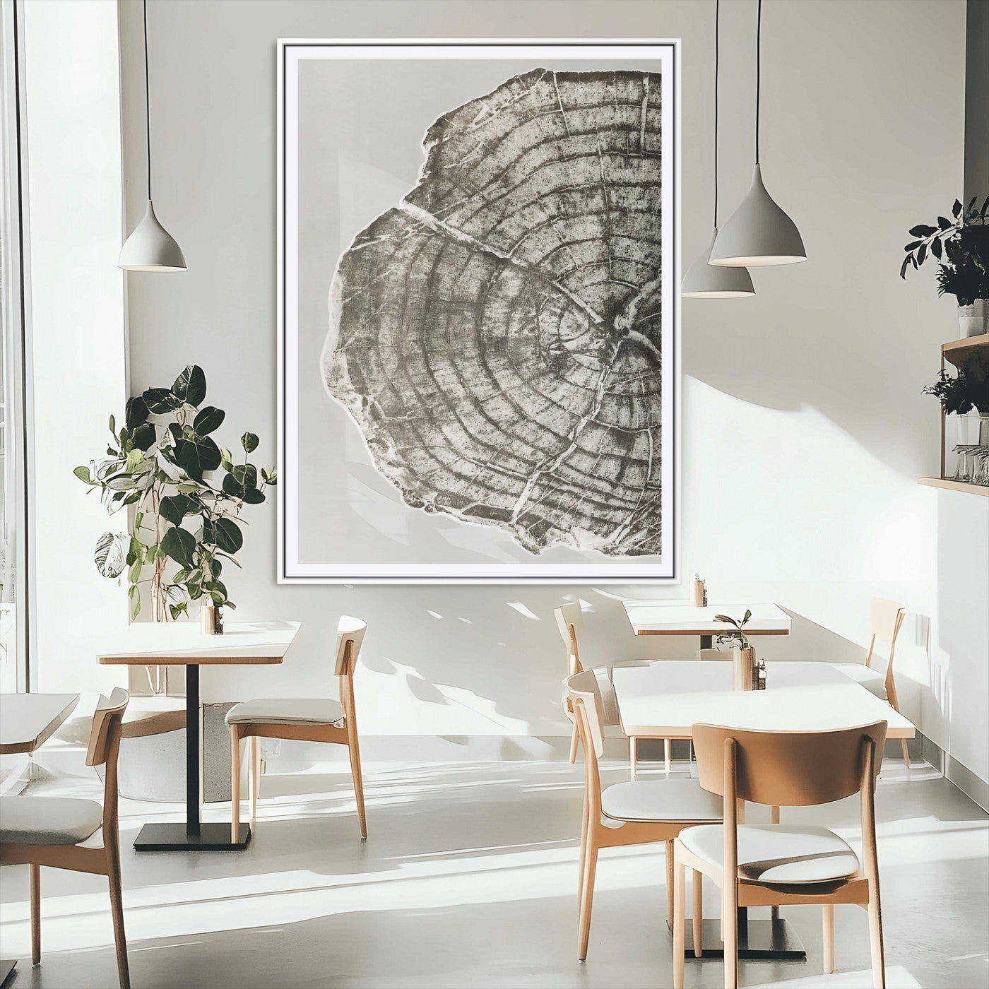 11167473-MGV-CV-24X36-Rustic Wall Decor Wall Art Canvas Print, Framed Modern Lodge Style Art Picture Print, Neutral Wood Slice Perfect Scandinavian